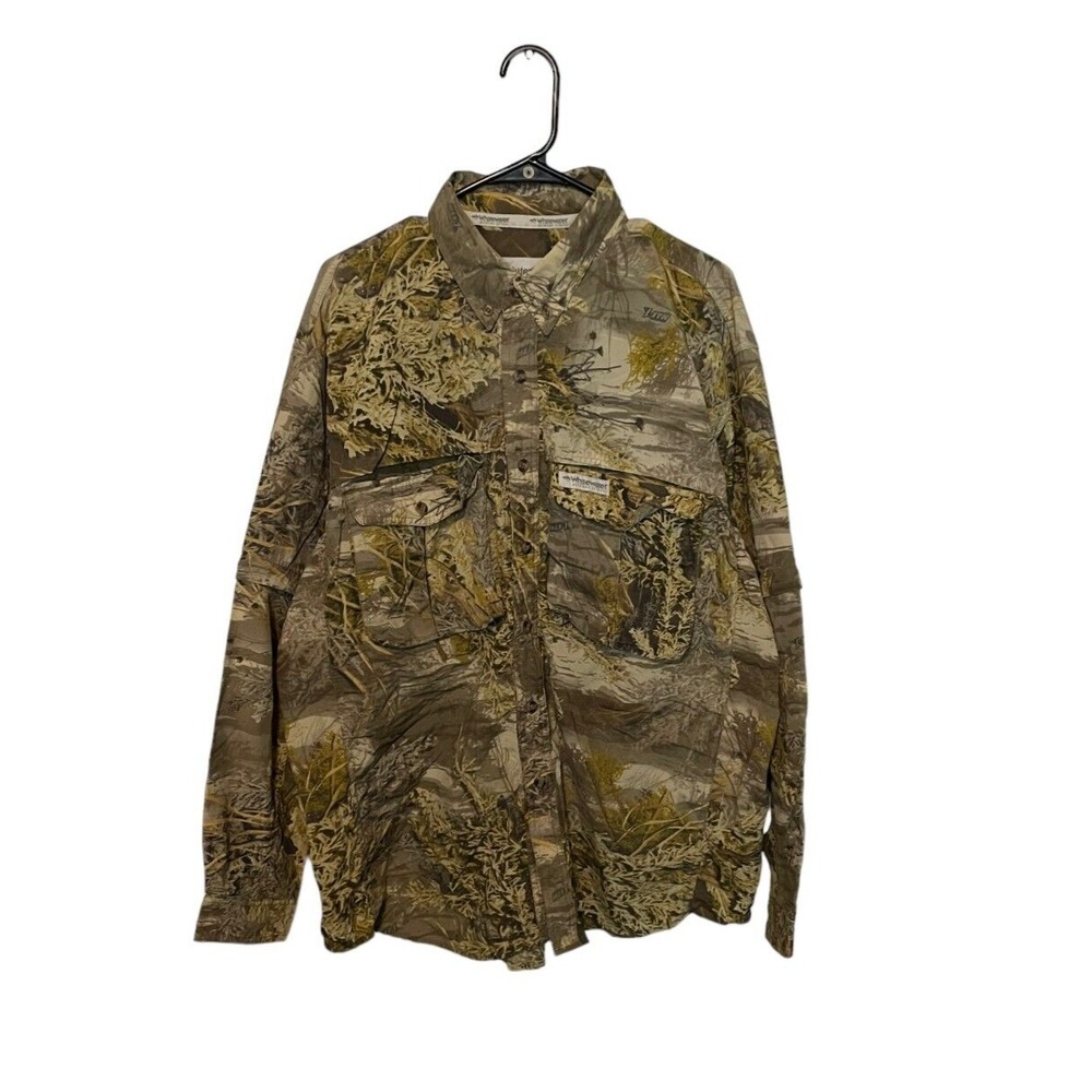 Whitewater Outdoor Apparel Shirt Mens XL Brown Camo Button Up Vented Hunting